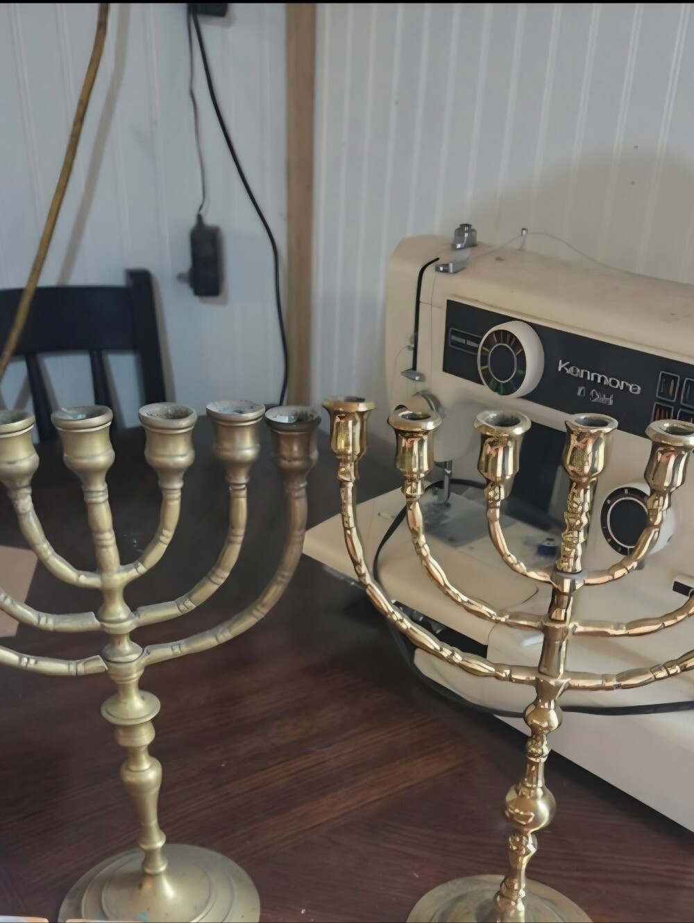 Brass Menorah Candle Holders - Gold Finish